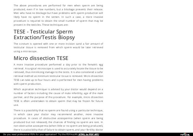Invasive procedure to obtain sperm Actriz porno colombia